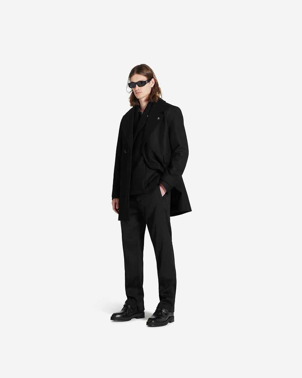 Double Breasted Overcoat - Jet Black